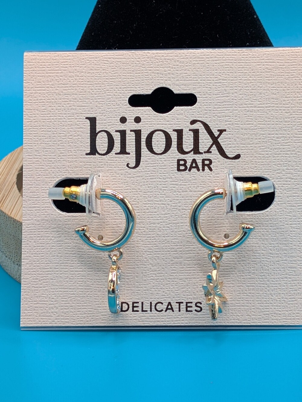Gold Tone Hoop Earrings with Charms